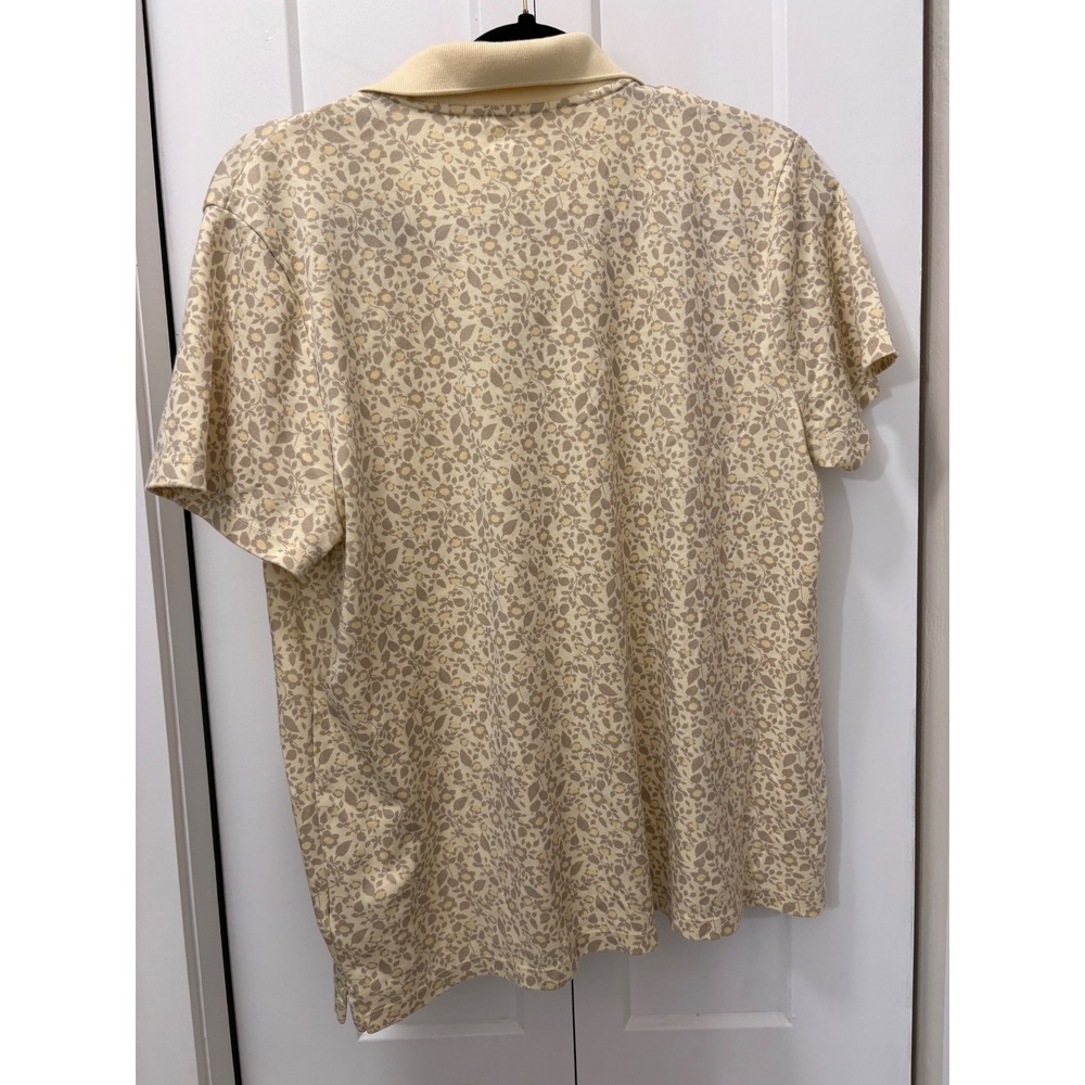 Lands End Womens Floral Polo Shirt Short Sleeve Yellow Ditsy Print Large - Picture 3 of 3